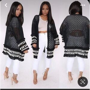 Velzera Women’s One Size Fits Most Open Black Lace Cardigan with Tassel …